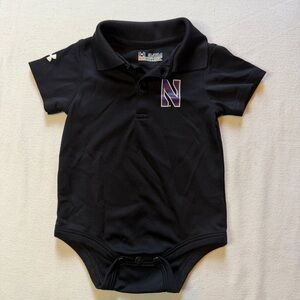 Under Armour Black Baby Polo Onesie Bodysuit w/ Purple N (Northwestern Wildcats)